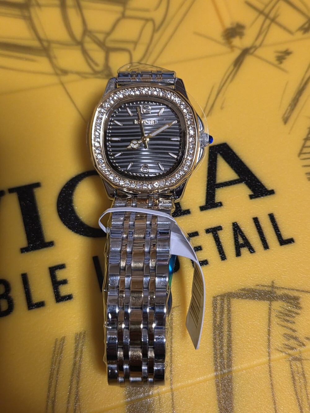 Invicta Wildflower Ember Wmns Watch Gold Steel With Black Dial & Crystal Bezel